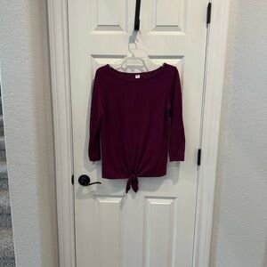 Old Navy Burgundy Top with Tie Front XS